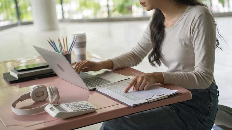 Young businesswoman working on her laptop.