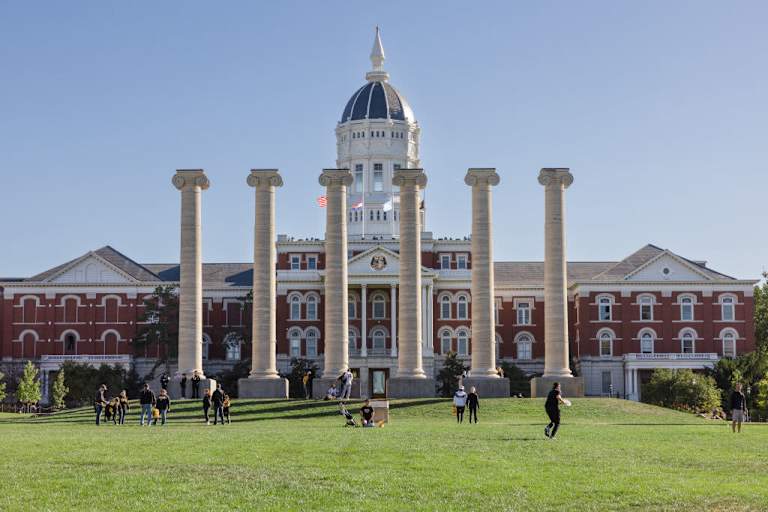 Exterior of Faurot Field/Memorial Stadium on the University of Missouri campus in Columbia, Missouri.