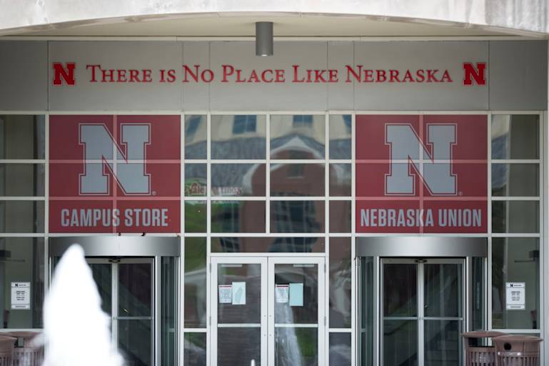 Sign on the exterior of the University of Nebraska-Lincoln student union building.