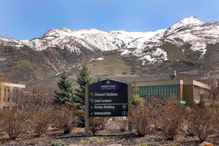 Weber State University is a public university in Ogden, Utah, north of Salt Lake City. It enrolls about 30,000 students annually.