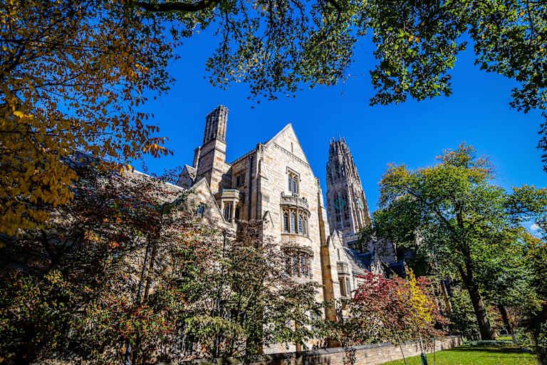 Exterior of an administrative building on the Yale University campus in New Haven, Connecticut.