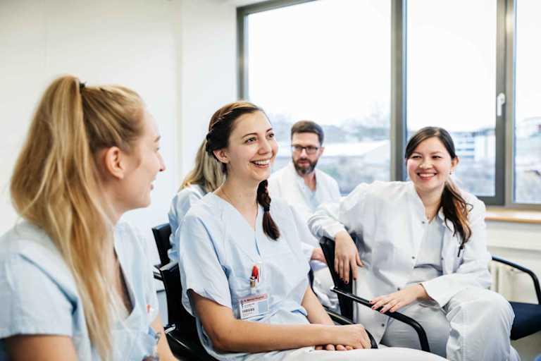 Nursing students smiling together