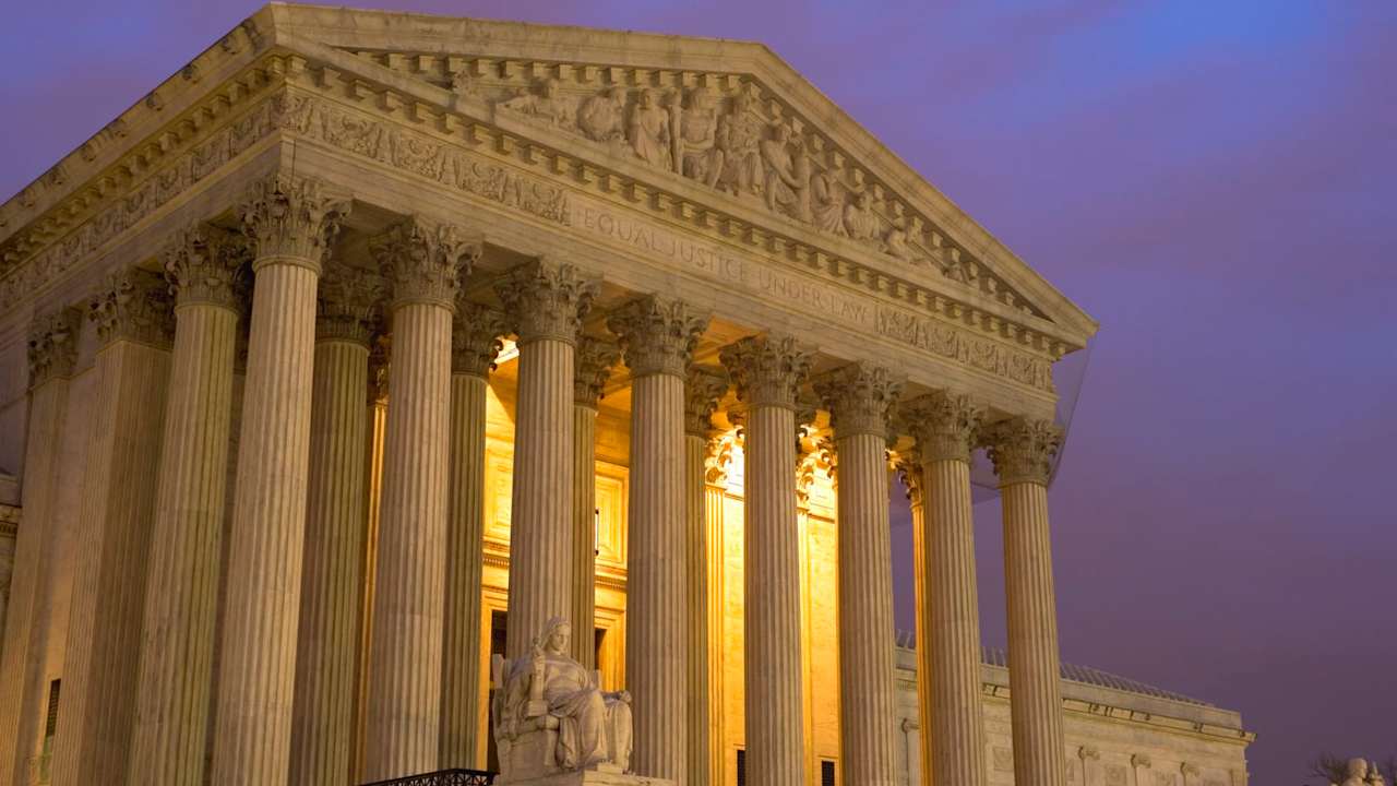 A photo of the United States Supreme Court at Twilight