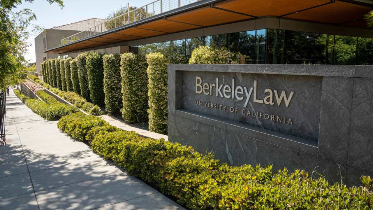 Signage for the Berkeley School of Law on the University of California, Berkeley campus
