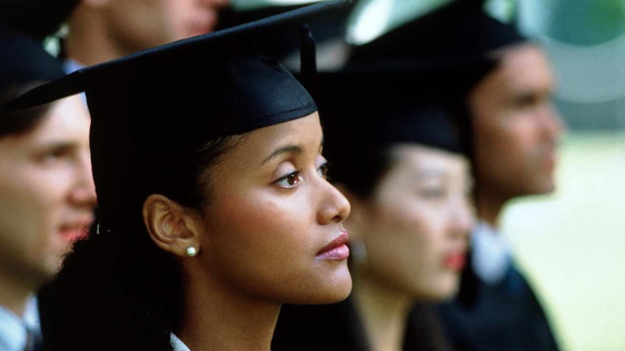 Graduates during commencement ceremony