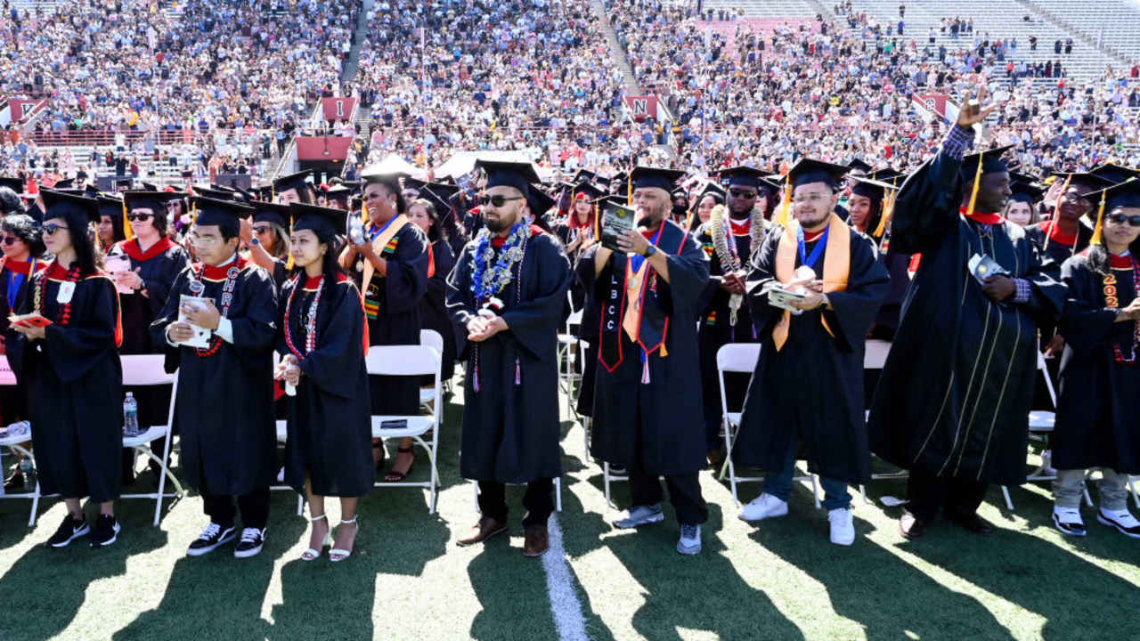 Long Beach, CA - June 09: Long Beach City College graduation ceremony allowed students from 2020, 2021, and 2022 to walk the stage for the first in person commencement since 2019,"nin Long Beach on Thursday, June 9, 2022. (Photo by Brittany Murray/MediaNews Group/Long Beach Press-Telegram via Getty Images)
