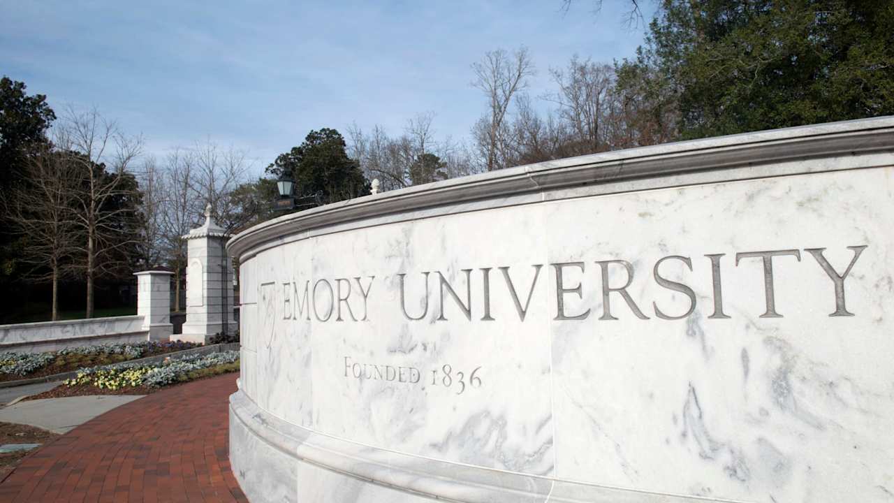 Atlanta, USA - December 26, 2017. Gate of Emory University. Emory University is one of the top private research universities in the United States. It was founded in 1836 with the current campus located in the Druid Hills in the city of Atlanta.