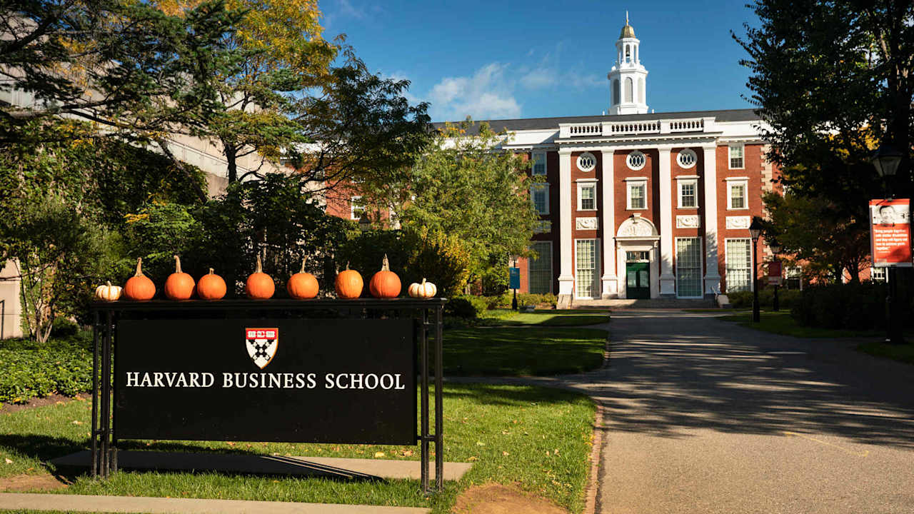 Harvard Business School building in Cambridge, Massachusetts, USA, photographed on October 18, 2018. HBS is the graduate business school of Harvard University, offering a full-time MBA program, doctoral programs, executive education, and more. It also owns Harvard Business Publishing, known for business books, leadership articles, and the Harvard Business Review.