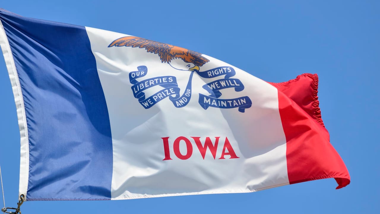 Iowa state flag waving