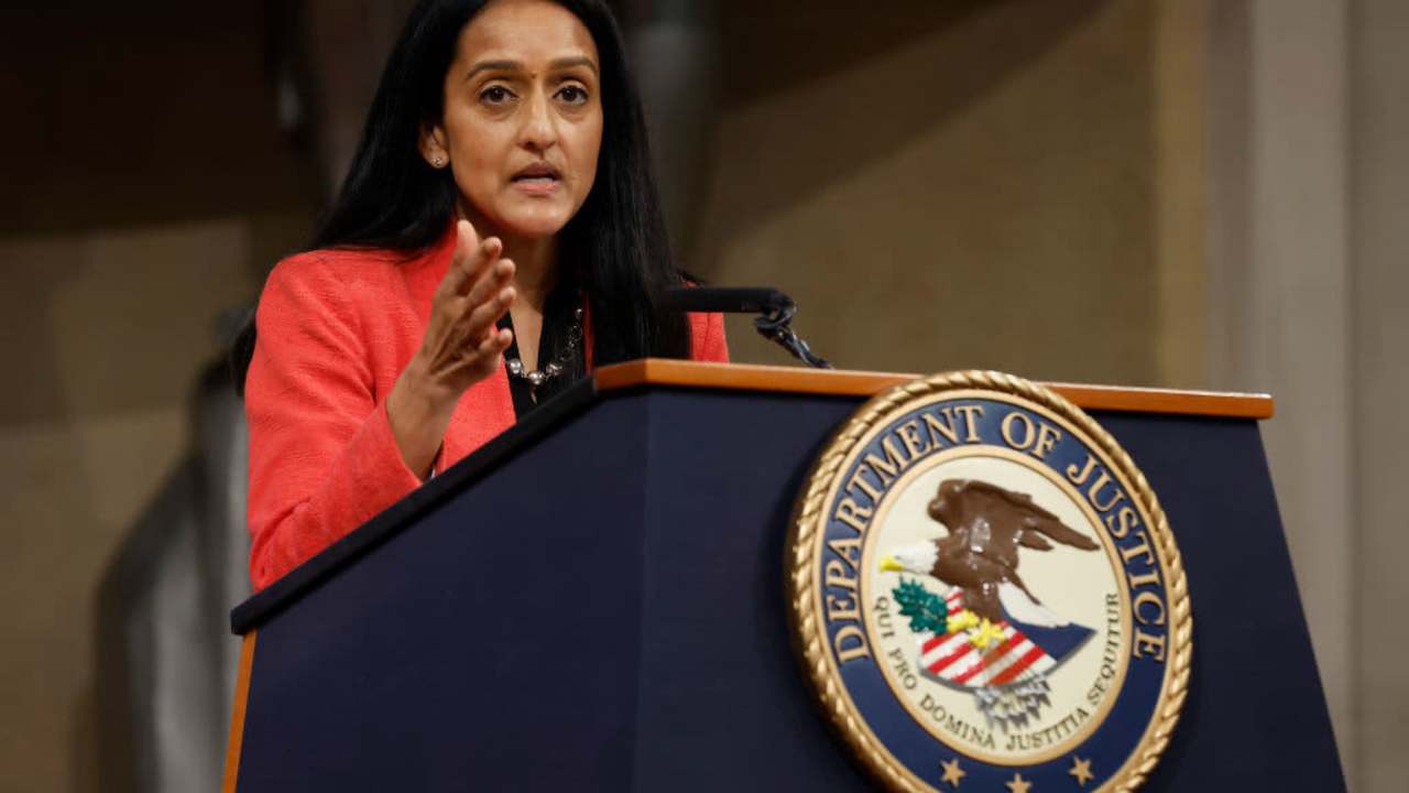 WASHINGTON, DC - MAY 20: U.S. Associate Attorney General Vanita Gupta delivers remarks during an event to mark the first anniversary of the COVID-19 Hate Crimes Act at the Department of Justice Robert F. Kennedy Building on May 20, 2022 in Washington, DC. Noting that 10 Black people were murdered as they shopped for groceries in a racist massacre on May 14th in Buffalo, New York. The Biden Administration officials announced a series of policy initiatives to help deter and confront hate crimes and other bias-related incidents. (Photo by Chip Somodevilla/Getty Images)
