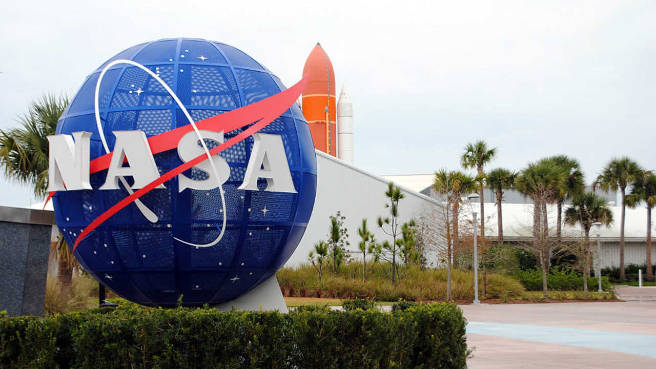 Logo of NASA is seen at the Kennedy Space Center in Cape Canaveral Air Force Station in Florida