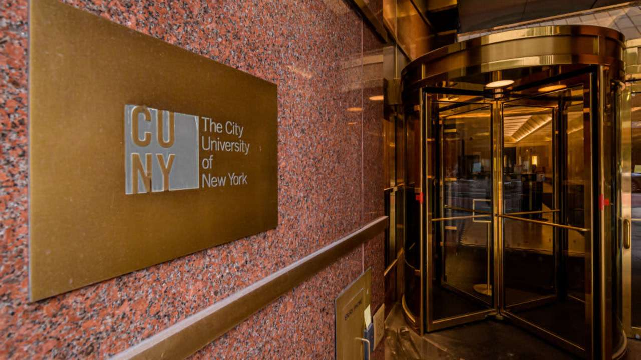 MANHATTAN, NEW YORK, UNITED STATES - 2021/02/15: Plaque at the City University of New York (CUNY) Headquarters in New York City.