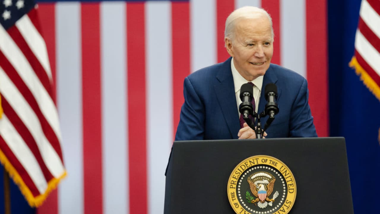 President Joe Biden speaks during an event about lowering costs for American families