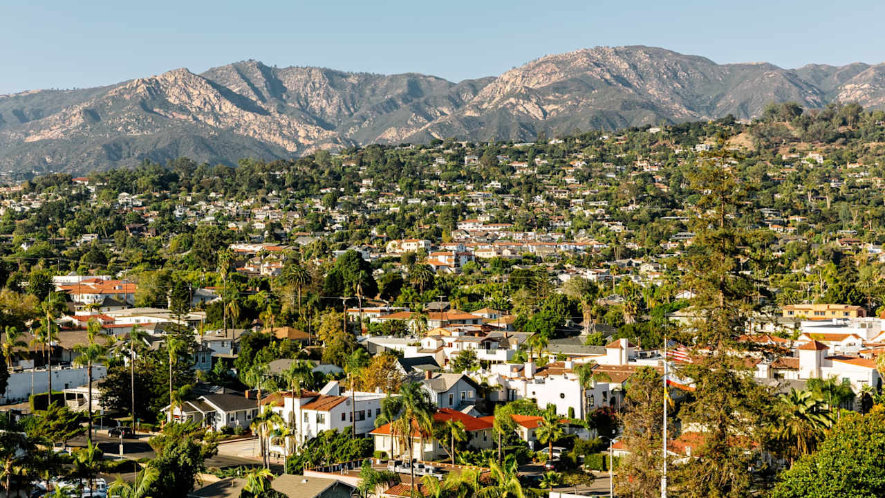 Santa Barbara aerial view cityscape, California, USA