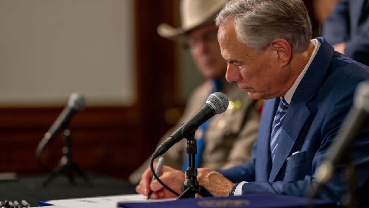 Texas Governor Abbott signs bill in Texas State Capitol