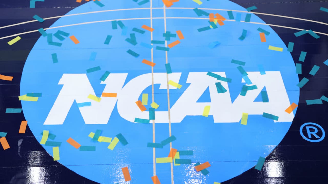 MINNEAPOLIS, MN - APRIL 03: A NCAA logo is seen after the South Carolina Gamecocks defeated the UConn Huskies during the championship game of the NCAA Women’s Basketball Tournament at Target Center on April 3, 2022 in Minneapolis, Minnesota. (Photo by C. Morgan Engel/NCAA Photos via Getty Images)