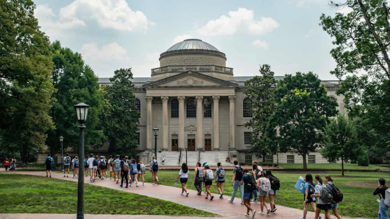 Students walking on UNC Chapel Hill campus