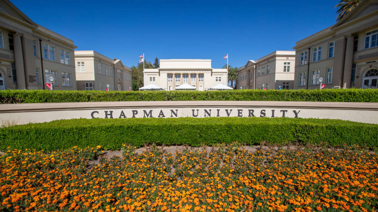 The entrance sign to Chapman University in Orange, California.
