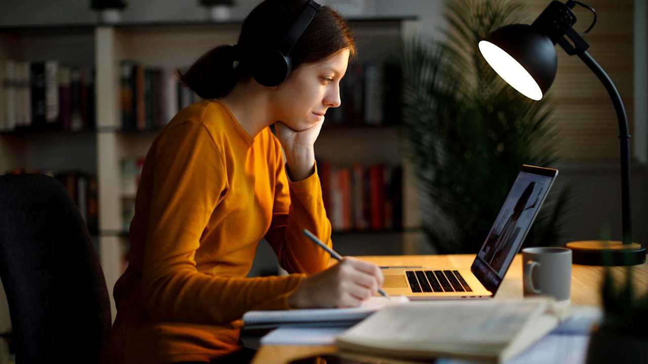 girl with wireless headphones