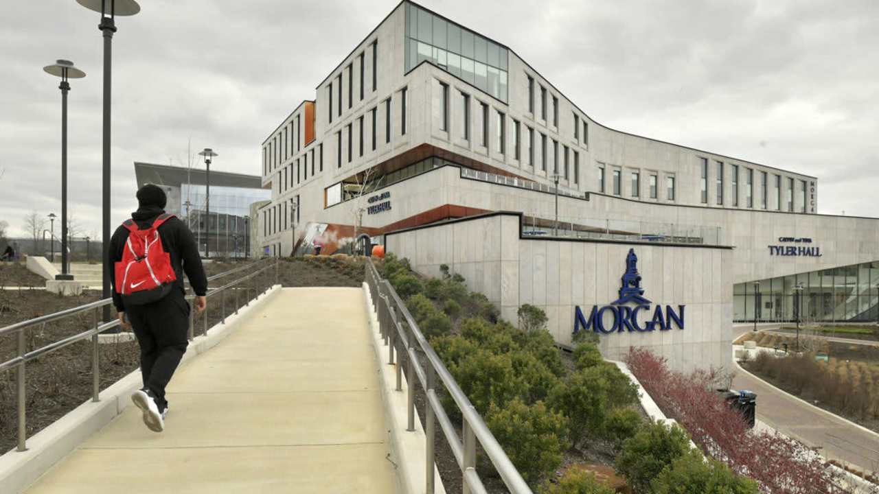 A student heads toward the south campus of Morgan State University in Baltimore. A proposed College of Osteopathic Medicine is expected to begin admitting students at Maryland's largest historically Black university in the fall of 2024.