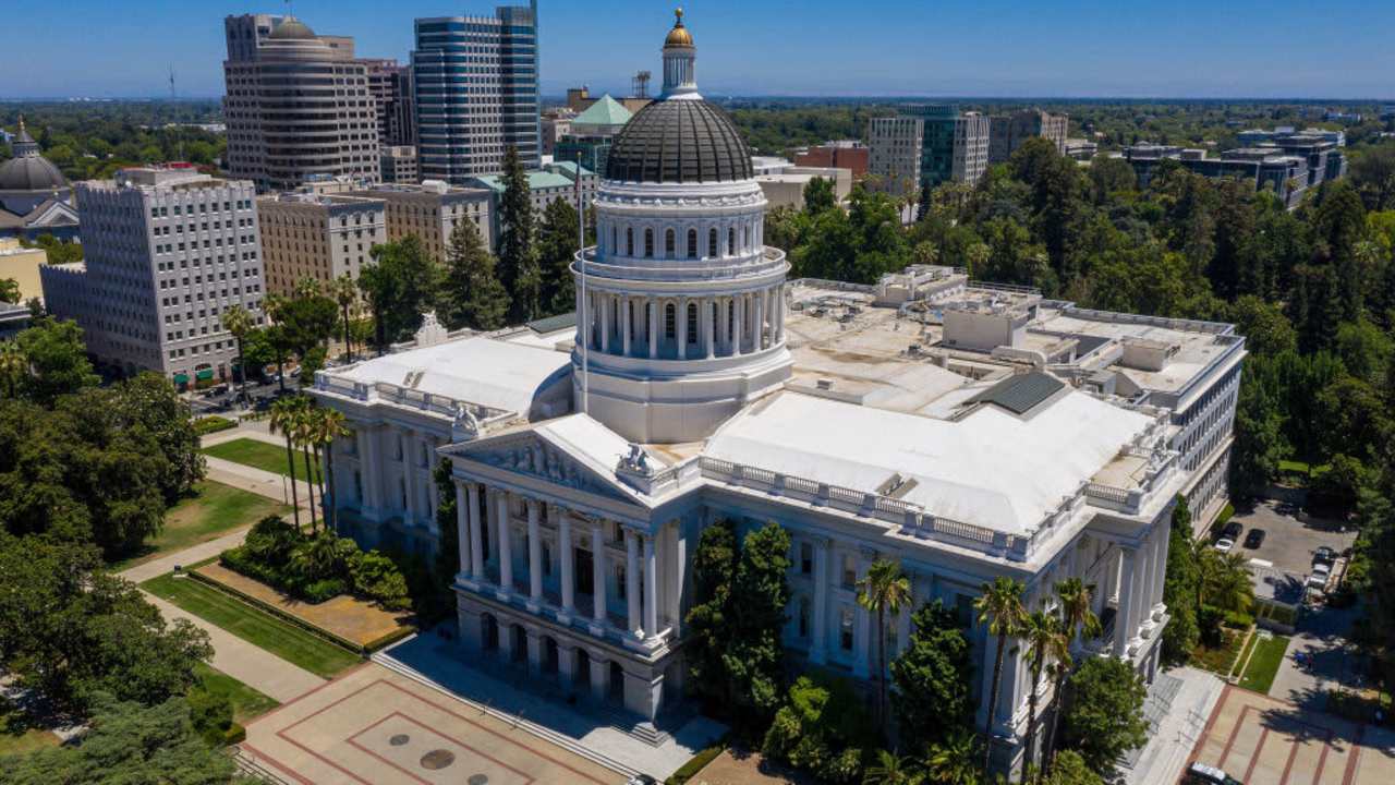 Exterior of the California State Capitol building in Sacramento, California.