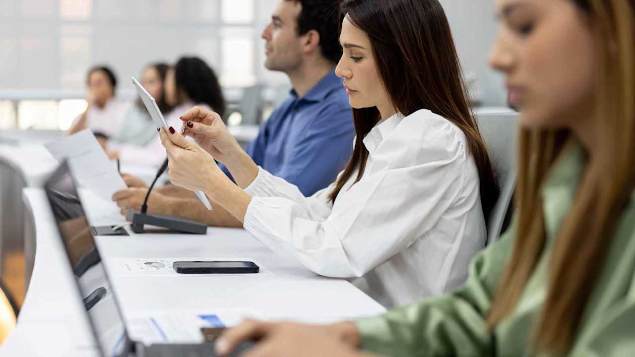 Student using digital tablet