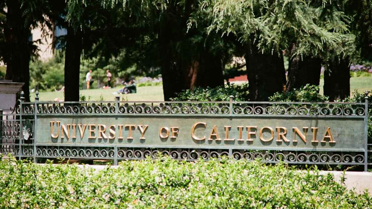 Entrance sign at the University of California (UC Berkeley) in Berkeley, California.