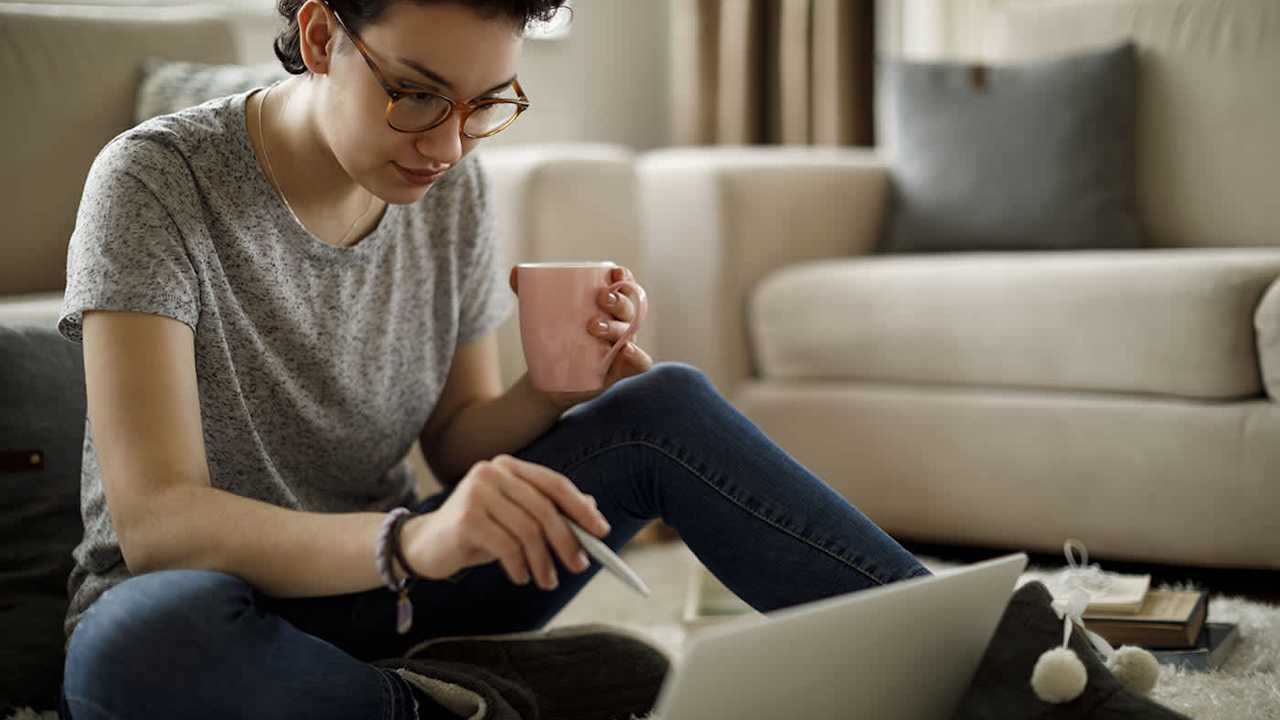 Woman working on laptop