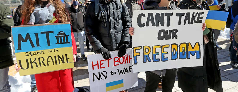 Students from MIT protest Russia invading Ukraine
