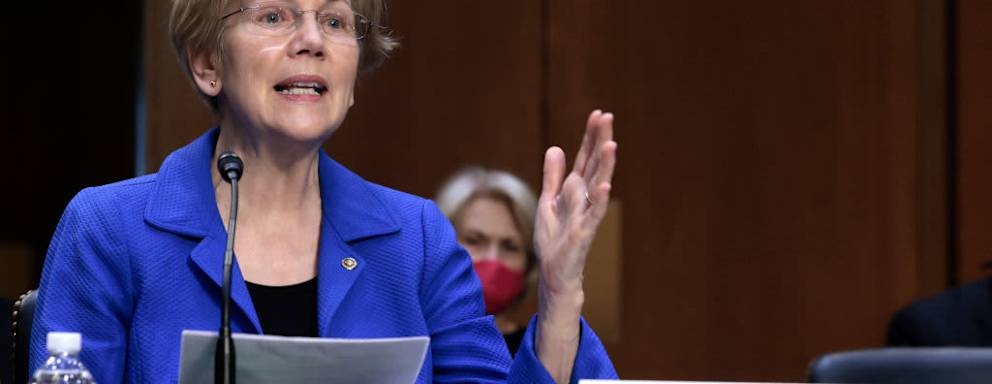Sen. Elizabeth Warren speaks during a Senate Budget Committee hearing in the Hart Senate Office building in Washington, DC.
