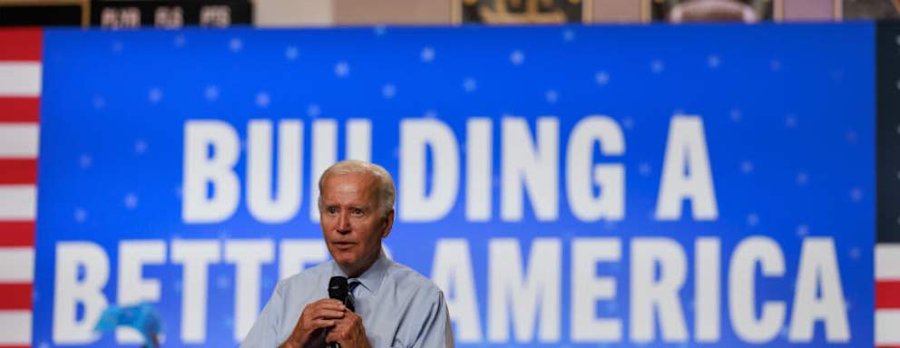 MARYLAND, USA - AUGUST 25: U.S. President Joe Biden speaks at a rally with Maryland Democrats at Richard Montgomery High School in Rockville, Maryland on August 25, 2022.