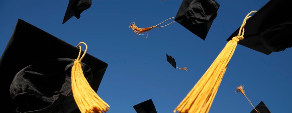 Graduation Caps Thrown in the Air