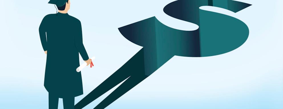 Cartoon Image of a person Standing in an empty space and the silhouette of a dollar sign being cast as their shadow