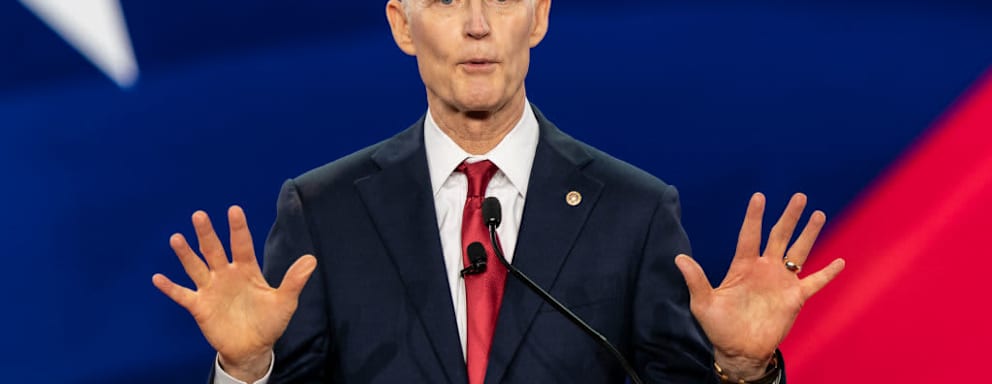 DALLAS, TEXAS, UNITED STATES - 2022/08/05: Senator Rick Scott speaks during CPAC (Conservative Political Action Conference) Texas 2022 conference at Hilton Anatole.