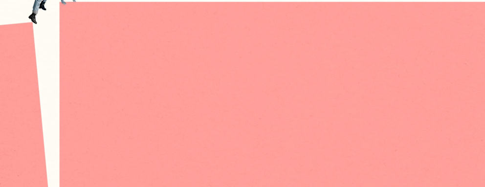 Full length side view of young woman climbing coral blocks against white background