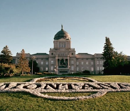 Landscaping reads "Montana" in front of state capitol building