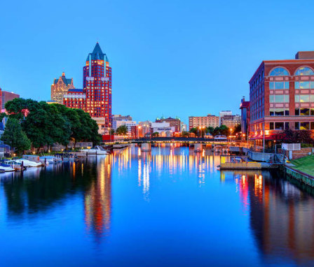 Milwaukee RiverWalk at dusk