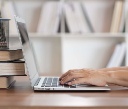 Student using laptop