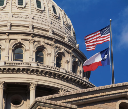 Texas State Capitol Dome and Flags