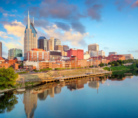 Nashville, Tennessee, downtown skyline at Cumberland River