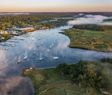 High angle view of lake against sky,United States,USA