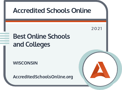 Best Online Colleges and Universities in Wisconsin badge