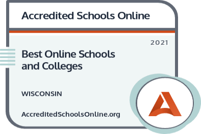 Best Online Colleges and Universities in Wisconsin badge