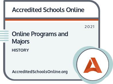 Best Online History Degree Programs badge