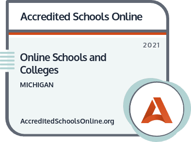 Online Schools and Colleges in Michigan badge