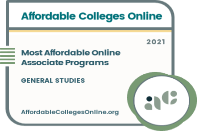 Most Affordable Online Associate Programs in General Studies badge