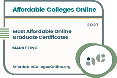 Most Affordable Online Graduate Certificates in Marketing badge