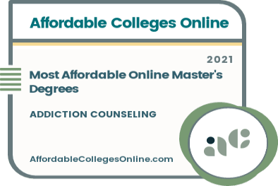 Most Affordable Online Master's in Addiction Counseling Degrees badge