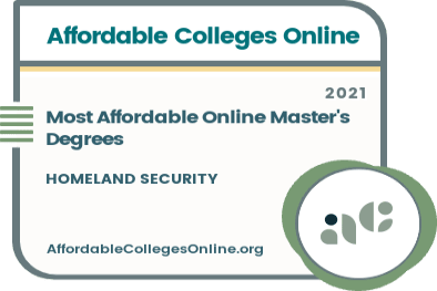 Most Affordable Online Master's Degrees in Homeland Security badge