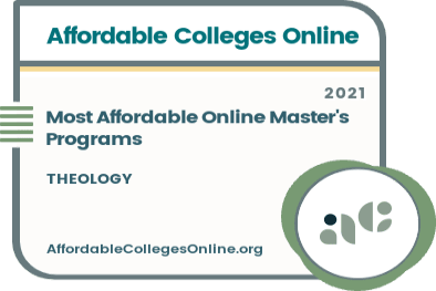Most Affordable Online Master's in Theology Programs badge